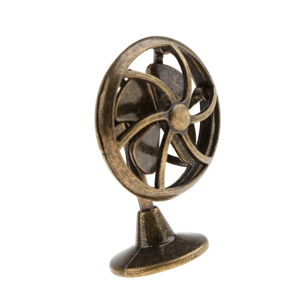 Miniature Alloy Table Fan Dollhouse Miniatures Electric Model 1 12 Scale Room Accessories for Living Scene Decoration