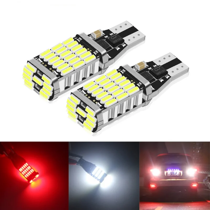 2pcs T15 3030 45chips W16W LED Backup Light Reserve Lamp Canbus Bulbs NO Error High Power LED Canbus W16W