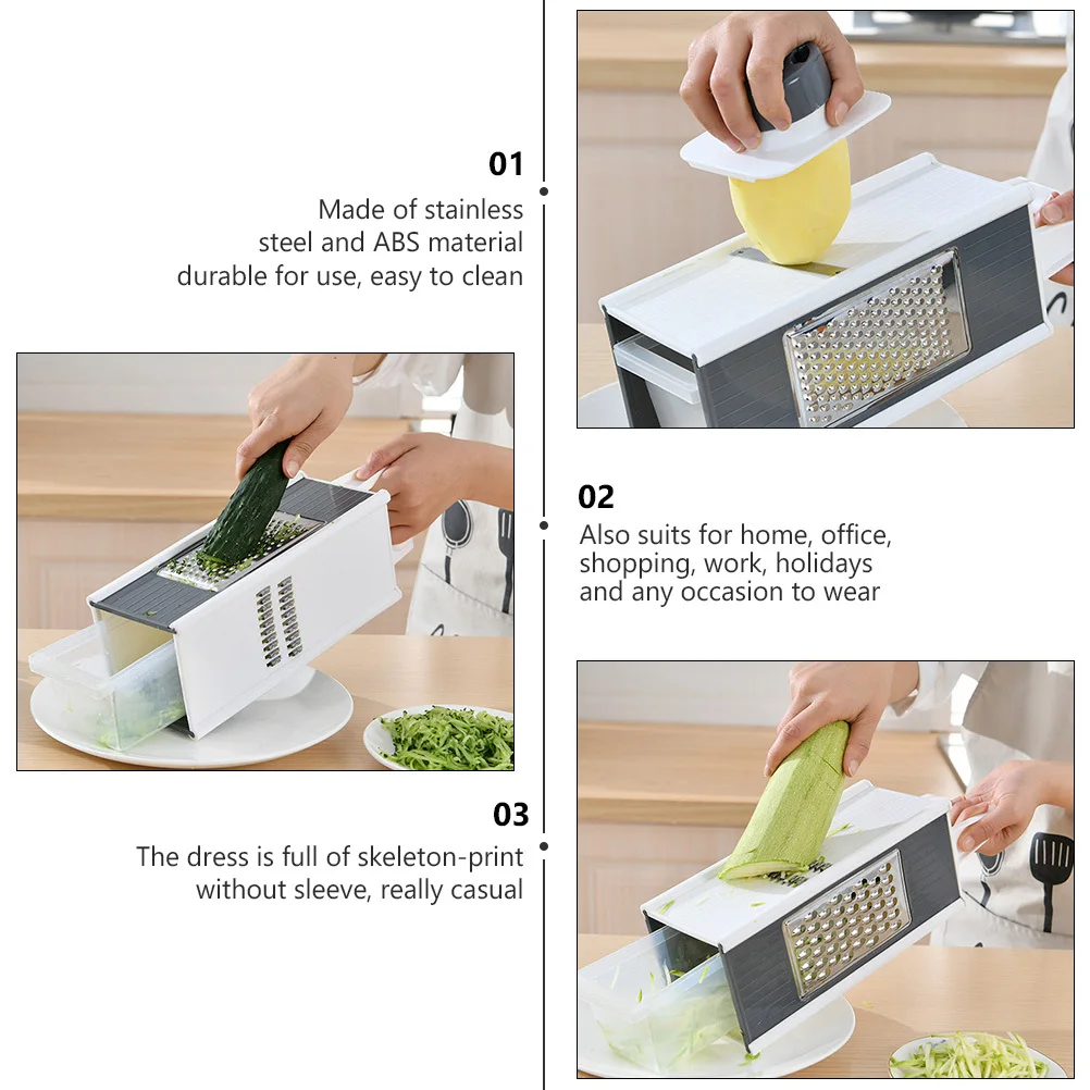 

1pc 5-In-1 Potato Grater Stainless Steel Vegetable Slicer Cutter Square Shape Assorted Color Hand Protector Easy Clean Kitchen