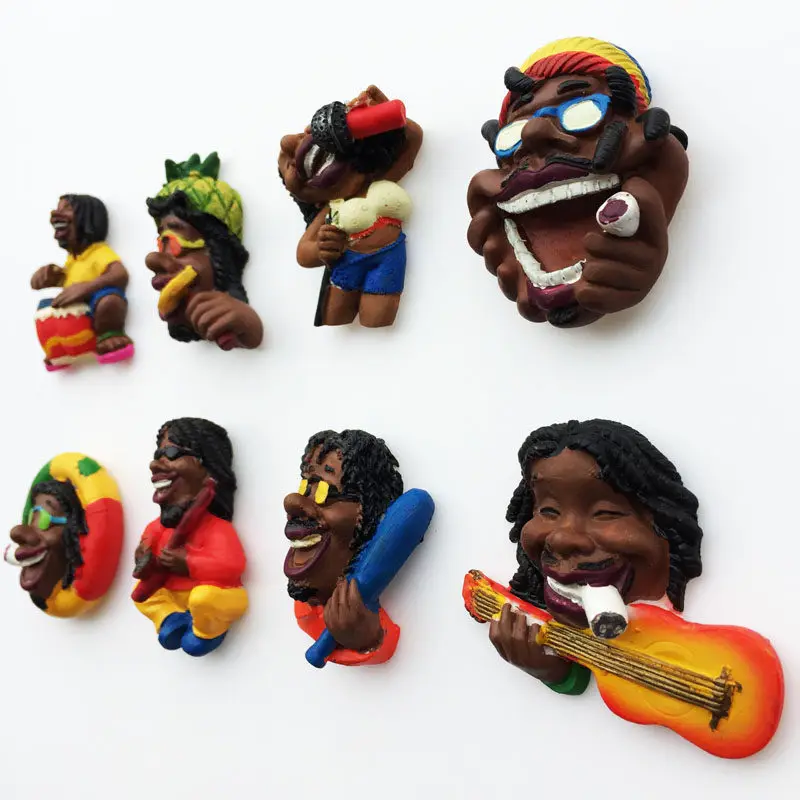 Jamaica Folk Tourism Memorial 3D Magnetic Refrigerator Stickers Creative Decoration Craft Collection Souvenir