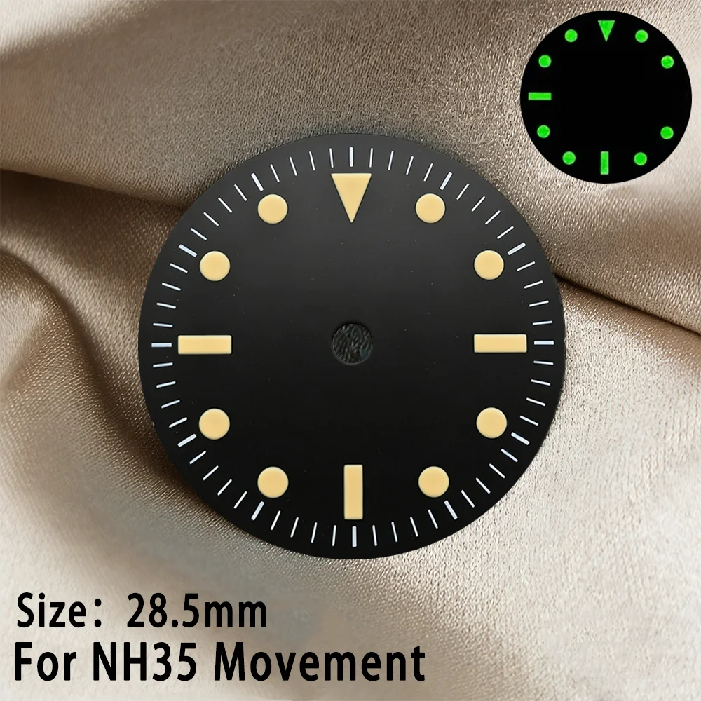 Clearance Sale Retro NH35 Watch Dial 28.5mm C3 Green Luminous Suitable For NH35/36 Movement Sterile Dial NH35 Face SUB Dial
