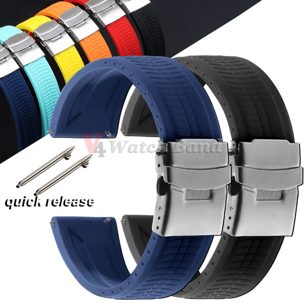 Premium-Silikon-Uhrenarmband, wasserdicht, weiches Kautschukarmband, 20 mm, 22 mm, 24 mm, Gummi-Uhrenarmband, Sport-Ersatz für Universal-Uhren
