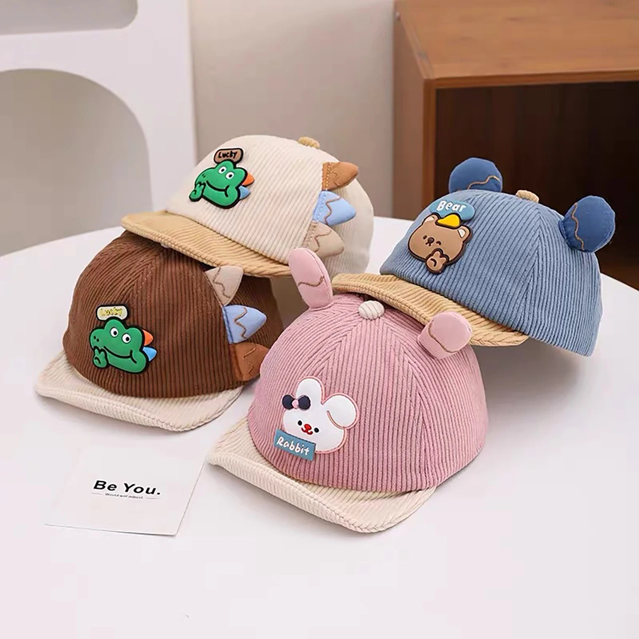 Cartoon Cute Animals Baby Baseball Hat Spring Corduroy Patch