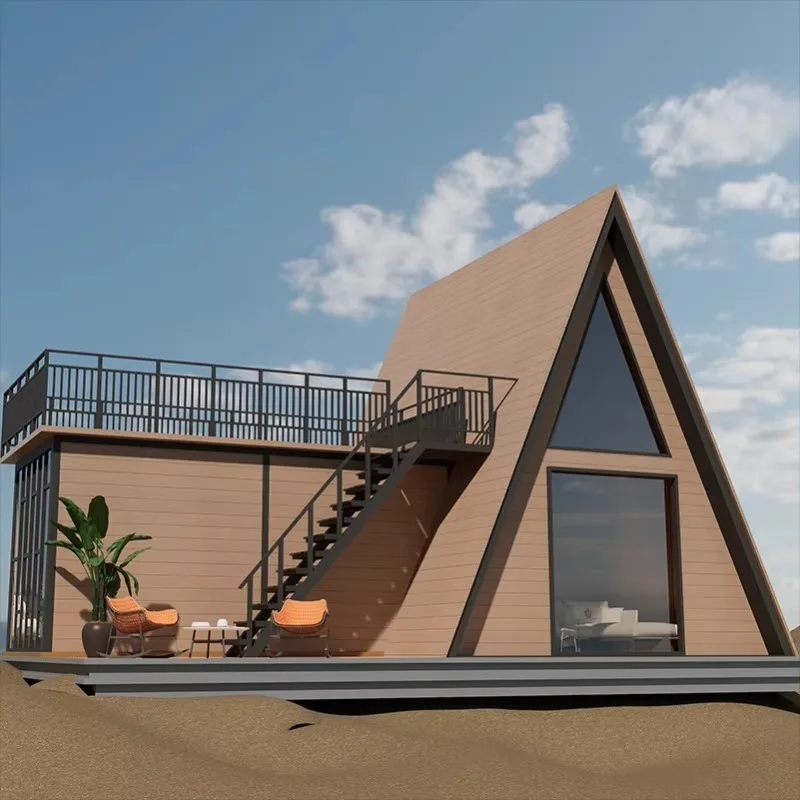 Portable Triangle A Frame Wooden House Prefabricated Tiny Cabin Outdoor Luxury Living