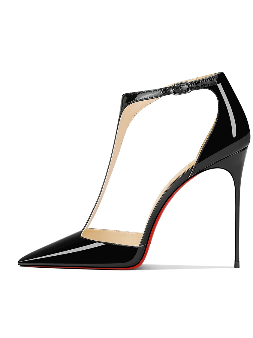 nuovi tacchi alti sottili in vernice nera con squisito temperamento femminile, punta appuntita abbinata a scarpe singole con abito formale