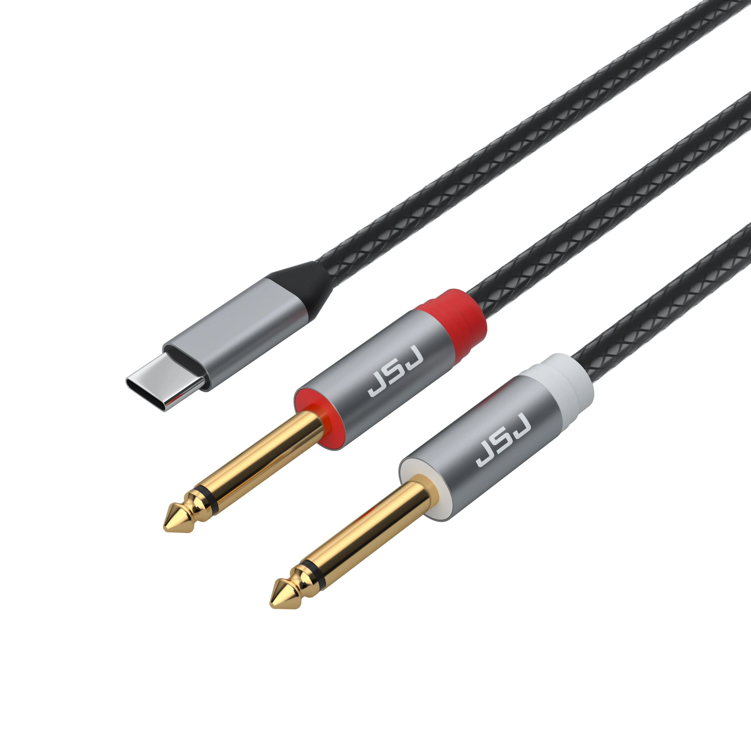 Digizulu High-Fidelity Shielded Audio Cable Dual 6.35 Mono to Type-C/Apple Interface Compatible with Apple And Android Products
