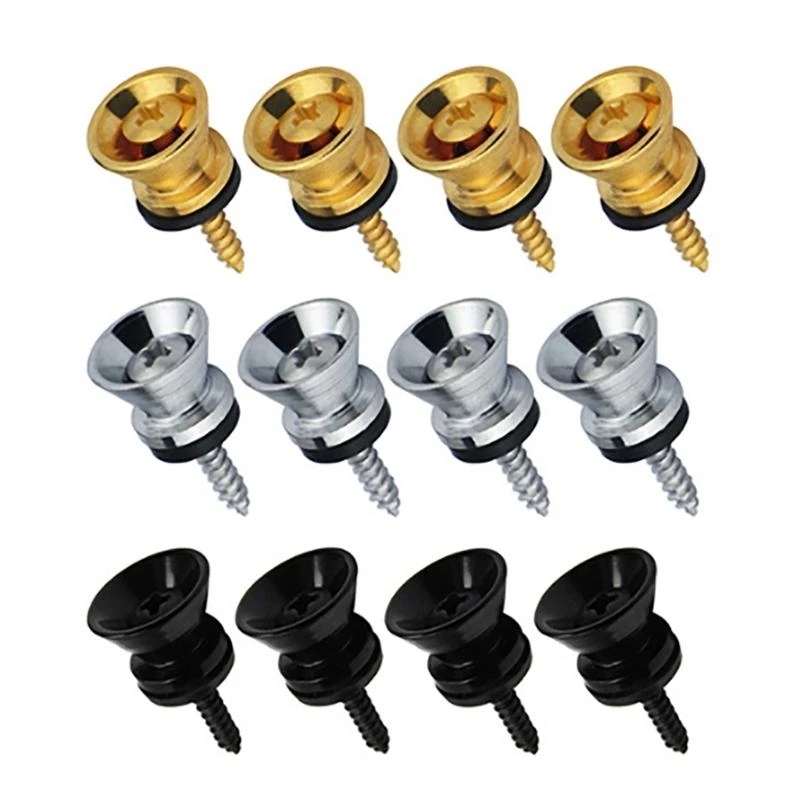 Q39E 4Pcs Guitar Strap Locks Metal Guitar Strap Buttons Lock End Pin Electric Bass Guitar Security Straplocks Reliable