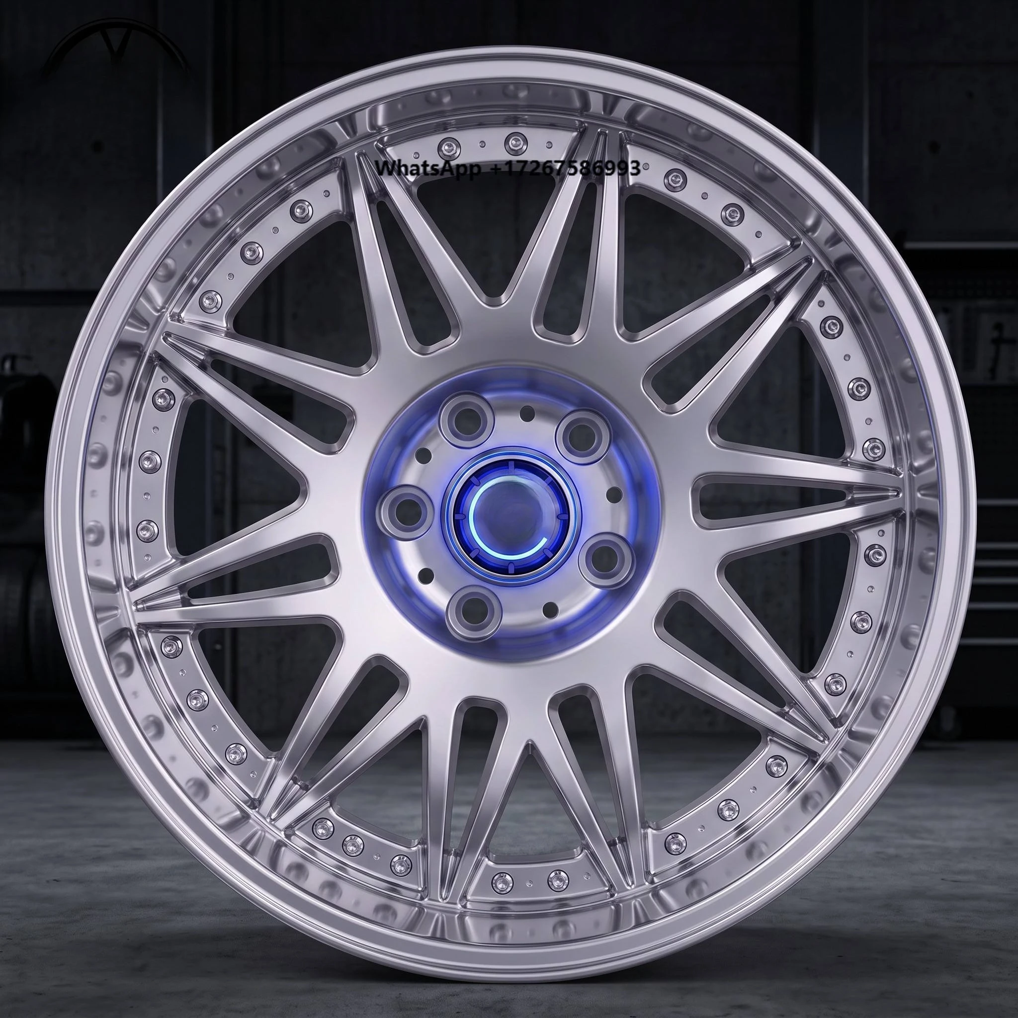 Hongxin NO.1 18-23 Inch Custom Forged Alloy Wheel Mirror Polished Chrome Luxury Rims Glowing Center Cap for VW