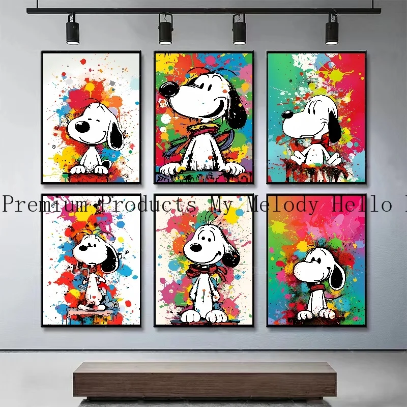 MINISO Disney Cartoon Snoopyr Canvas Poster Home Anime Wall Art Painting Prints Pictures Children Bedroom Living Room Decor Gift