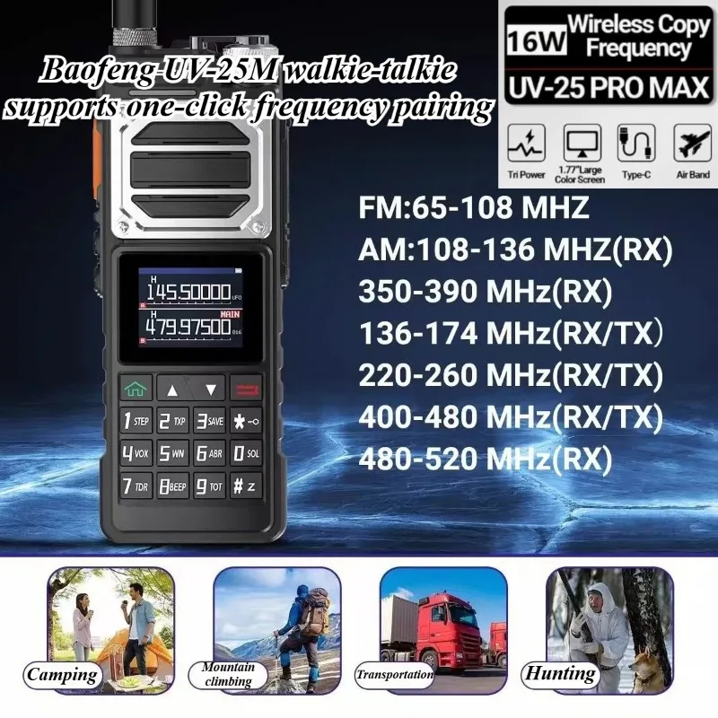 

Рация Baofeng UV-25M: Высокомощная, с быстрой настройкой частоты, для связи на улице, в автомобиле и в путешествиях