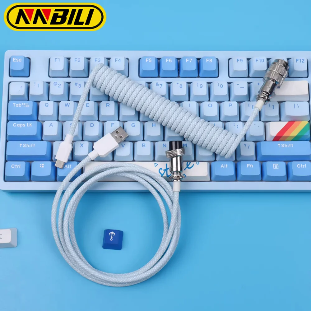 NNBILI 7 colors Type C Mechanical Keyboard Cable USB Spring Wire Mechanical Keyboard Aviator Desktop Computer Aviation Connector