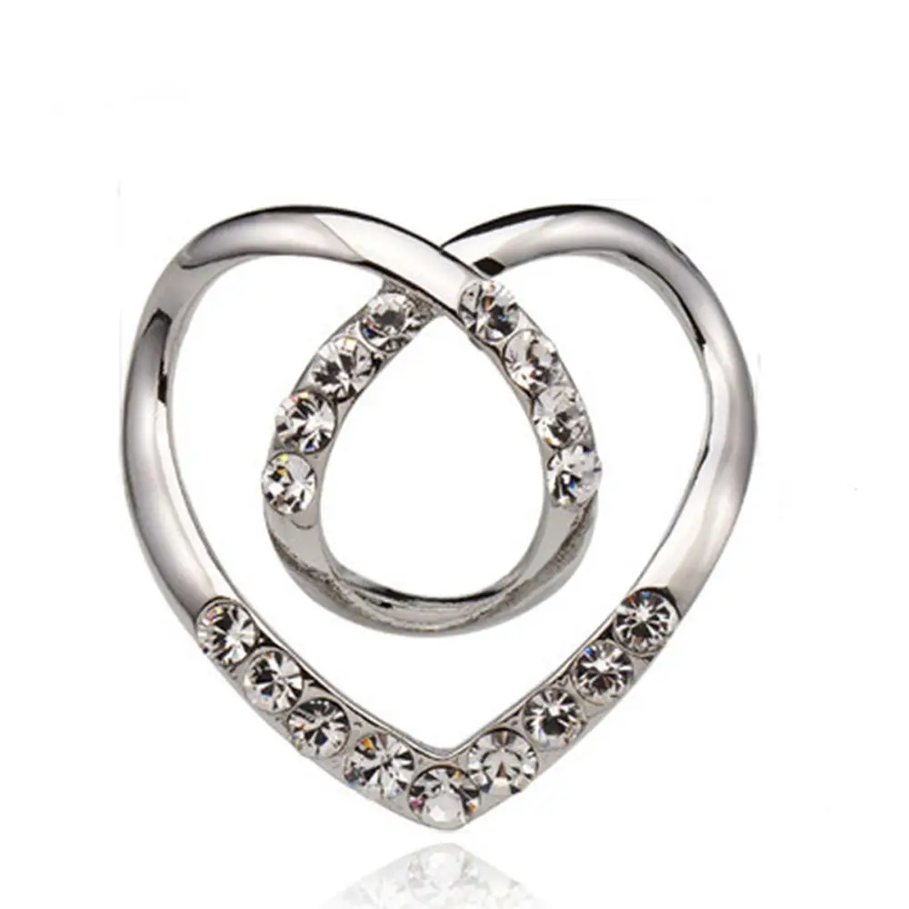 

Fashion Geometric Crystal Three-ring Love Heart Brooch Scarf Buckle Scarf Ring Shawl Clip