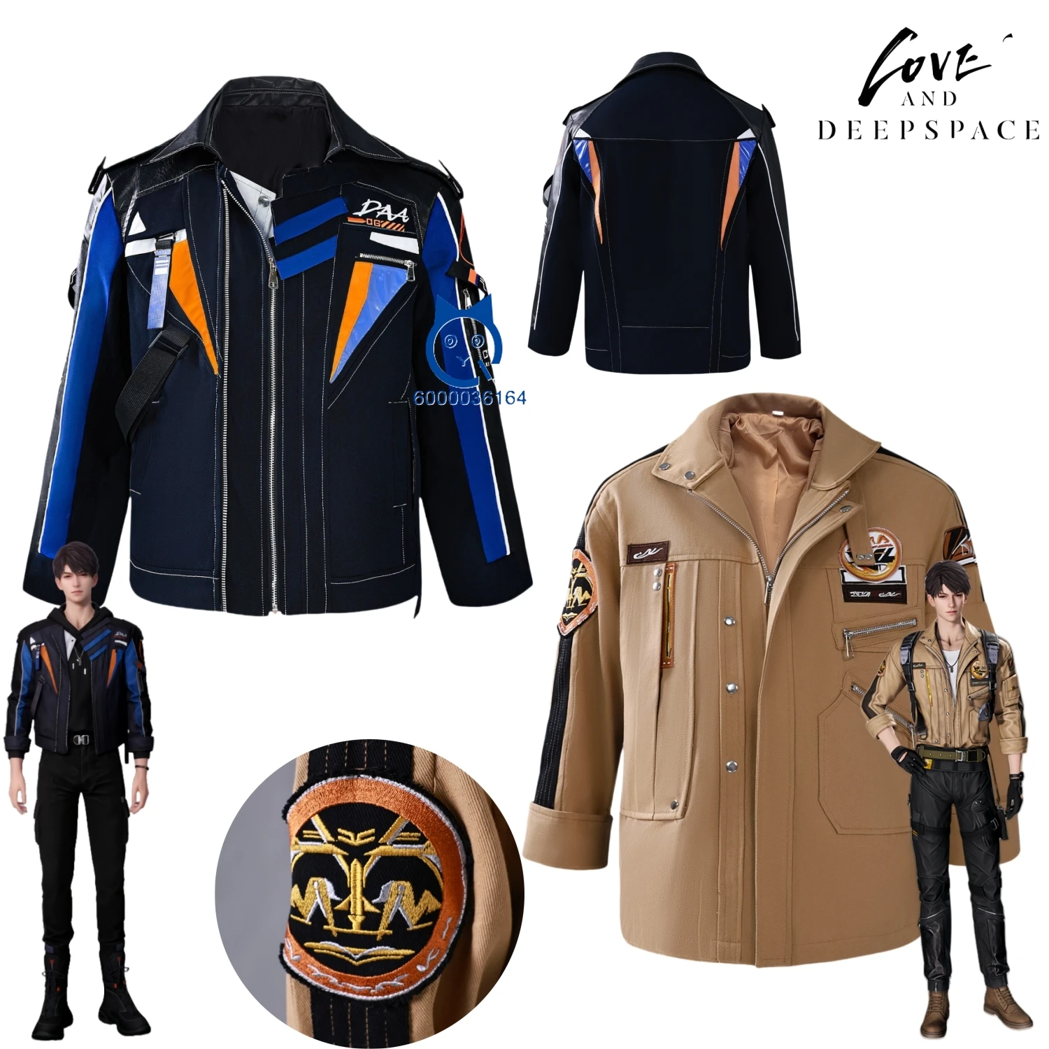 

Game Love and Deep Space Cosplay Anime Caleb Costume Fashion Role Play Black and Brown Cool Coat for Men Halloween Comic Con