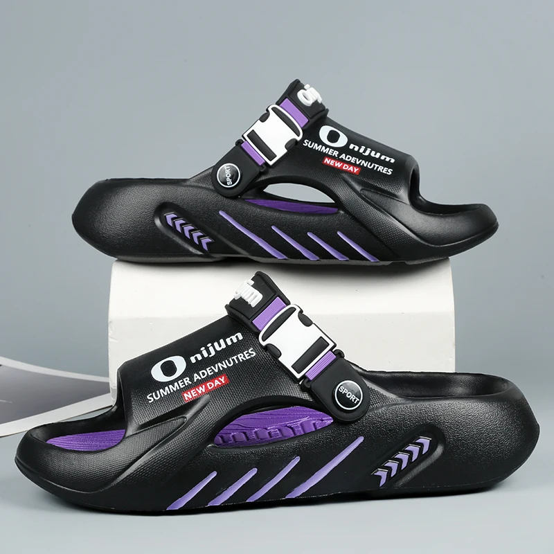 

Новые мужские шлепанцы, уличные сандалии, пляжные удобные мягкие тапочки, домашние тапочки, повседневная обувь, мужские уличные сандалии, большие размеры 46, 47