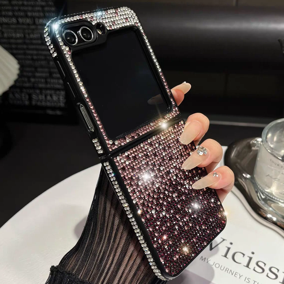 Full Glitter Diamonds Case For Samsung Z Flip 6 Rhinestone Cover For Samsung Galaxy Z Flip 5 5G flip4 flip3 Luxury Hard Shell