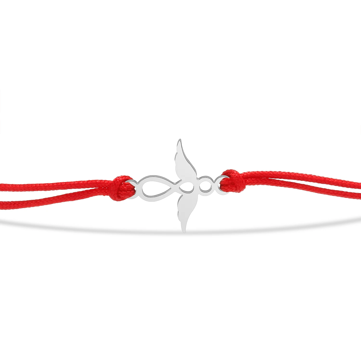 Gold-plated Stainless Steel Delicate Polished Nice Infinity With Angel Wing Lucky Charm Bracelet Women Black Red String Jewelry