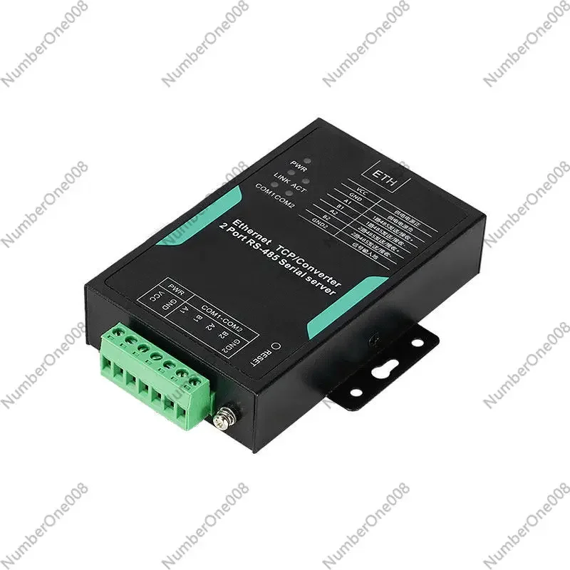 2-Port RS485 to Ethernet Serial Server, Industrial Modbus Gateway with DIN Rail, RS232 to RJ45 485to TCP/IP RTU to TCP