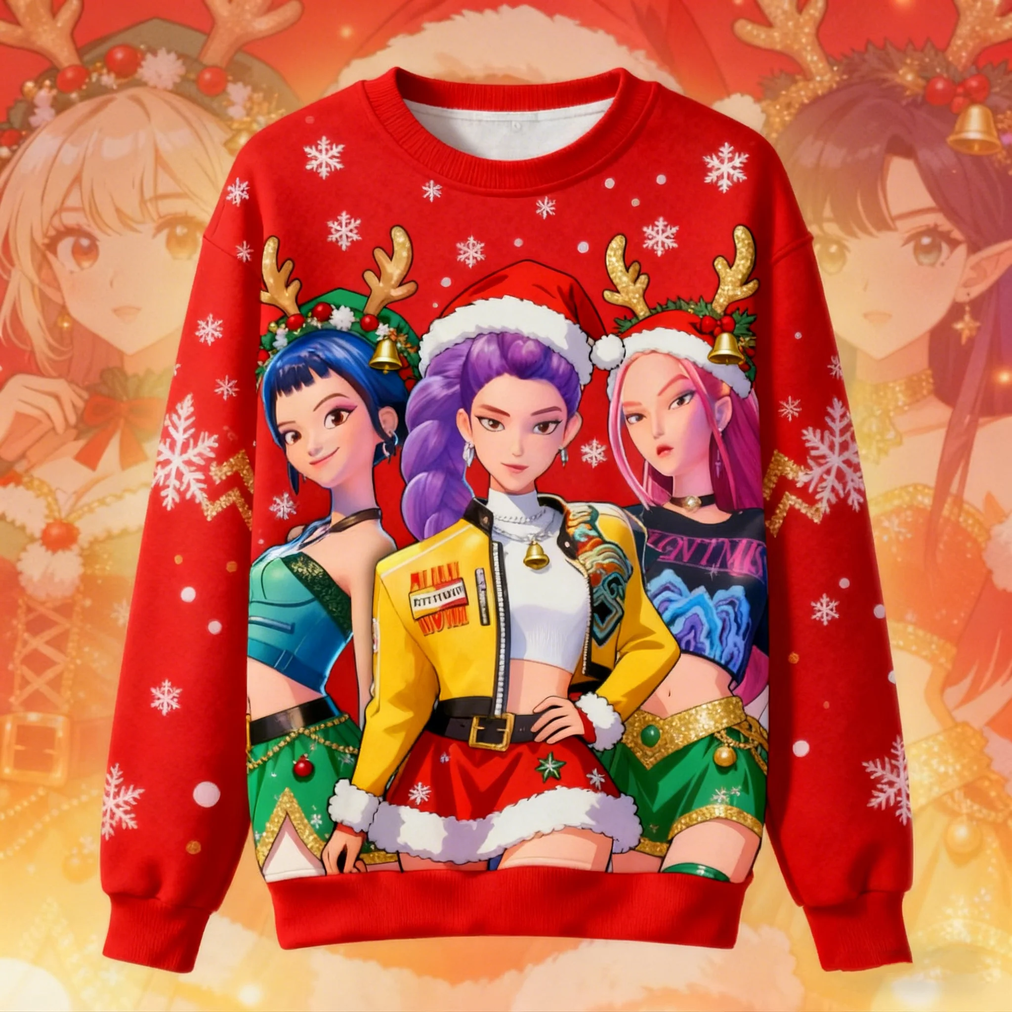 Sweat-shirt à col ras du cou pour enfants et adultes, imprimé de dessin animé KPop Demon Hunters, confortable et décontracté, vêtements de Cosplay Y2K