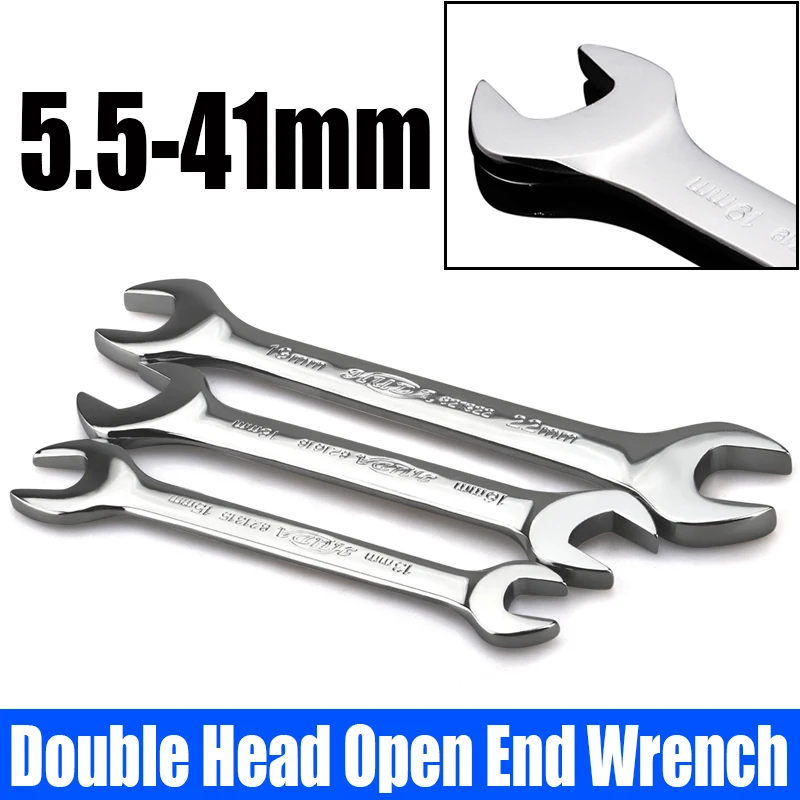 1PCS Double Head Open End Wrench 5.5-41mm High Carbon Steel Combination Wrench Hex Spanner Wrench For Auto Repair Hardware Tool