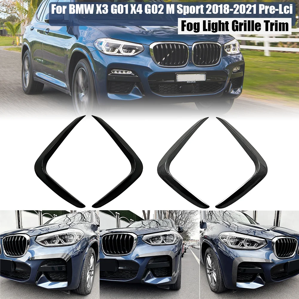 Car Front Bumper Lip Spoiler Fog Lamp Cover Trim Grille For BMW X3 G01 X4 G02 M Sport 2018 2019 2020 2021 Bodykits Tuning