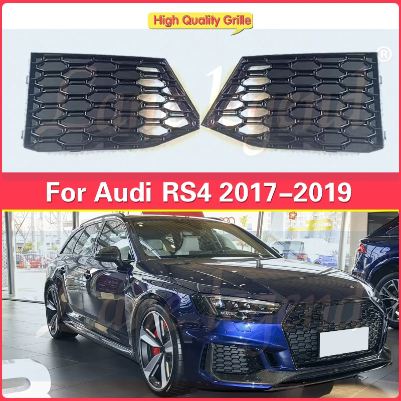 

Car Front Bumper Lower Side Fog Light Grille Grill Cover frame For Audi A4 A4L RS4 2017 2018 2019 Styling Exterior Accessories