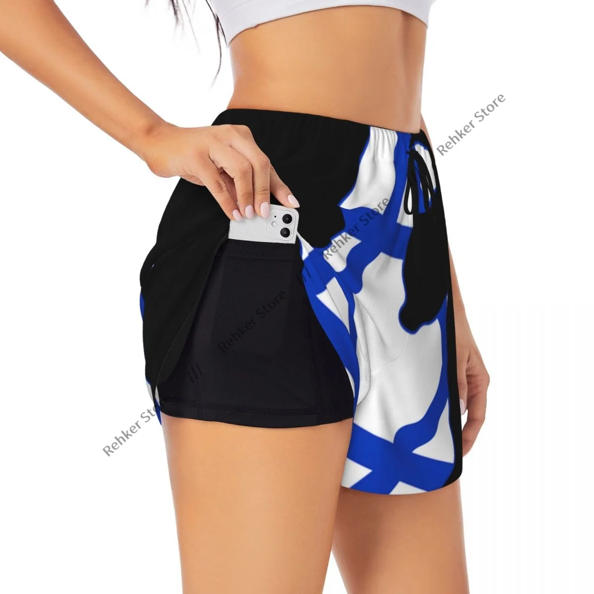 Yogashorts voor dames Fitnessshorts Biker Workout Hardloopsportshorts Israël Kaart Sneldrogende sportkleding met zak