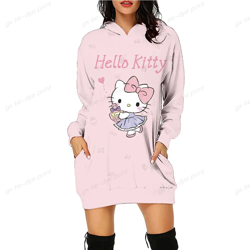 Hello Kitty Women Anime Sweatshirt Fall Fashion Women Sweatshirts 3D Printed Autumn Harajuku Women\'s Sweatshirts Dress