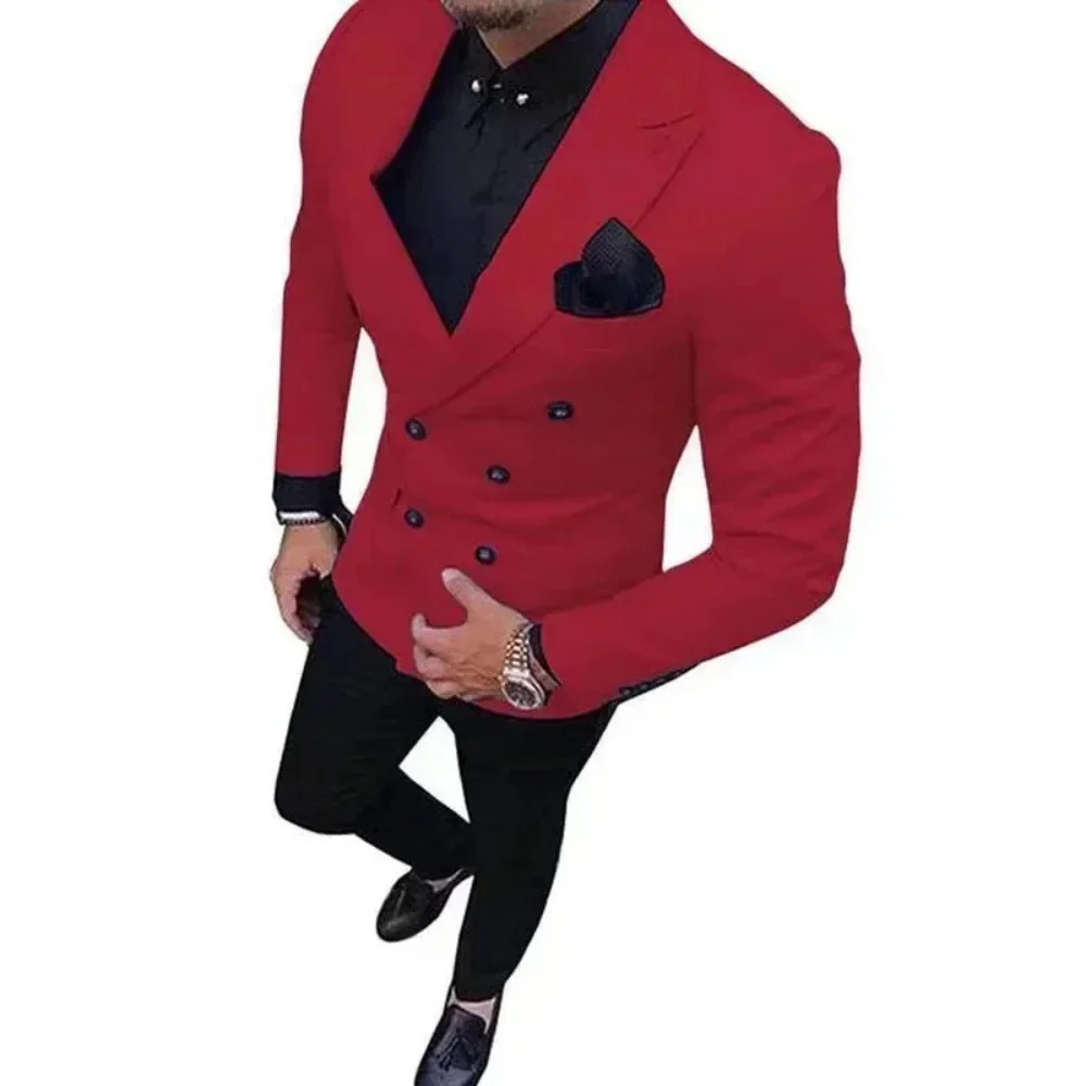 Masculino De Alta Qualidade، Lapela Repicada، Blazer De Negócios، Calças، 2 Peças، Vestidos De Casamento، Slim Fit، Smoking، Fes #6