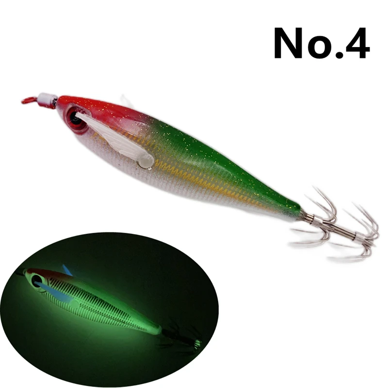 Luminous Silicone Wing Squid Jig Hook Fishing Wood Shrimp Lure TOTO Sutte Octopus Bait Squid Cuttlefish Jigs Lures