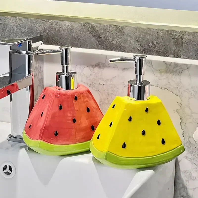 450ml Watermelon Ceramic lotion Bottle Bathroom Shower Gel Shampoo Press Split Bottle Bathroom Accessories  soap dispenser