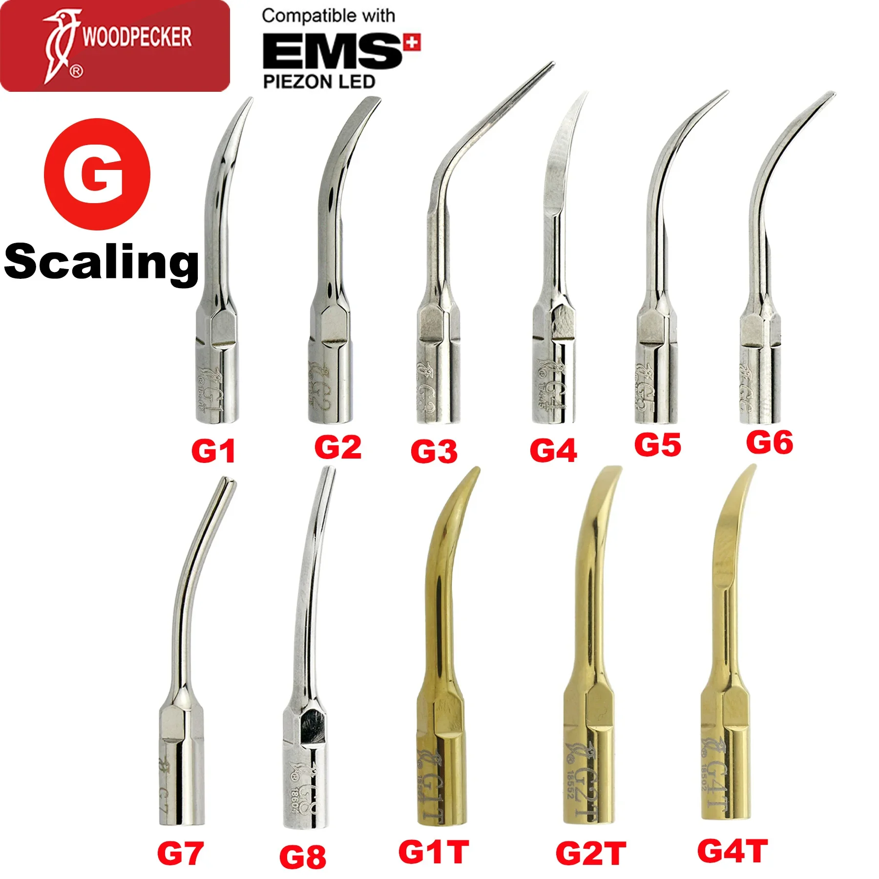 Woodpecker Scaler gigi ultrasonik, ujung mesin pembersih gigi, mesin pembersih gigi Endo Perio Scaling Tips Fit EMS UDS Scaler Handpiece