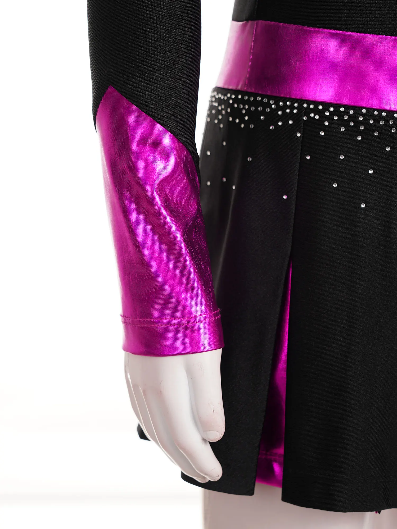 Disfraz de baile para niños y niñas, uniformes de porristas con diamantes de imitación brillantes, Patchwork metálico, m