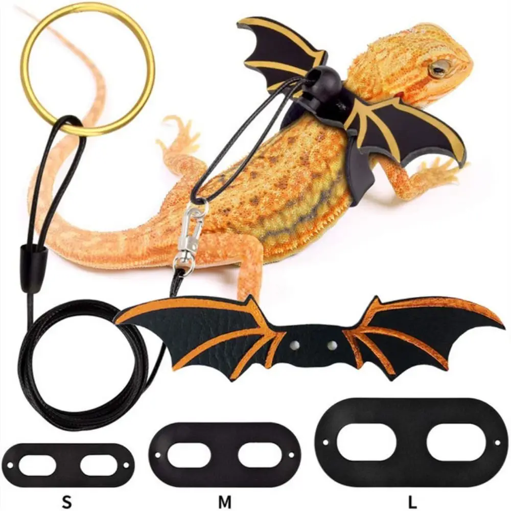 Portable Colorful With Bat Wings for Outing Walking Lizard Harness Lizard Traction Rope Reptile Leash Gecko Chest Strap