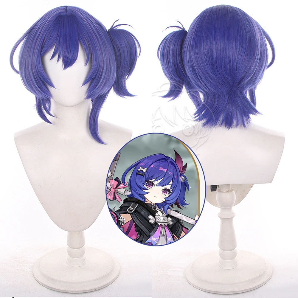 Anime Genshin Impact Prune Cos Wigs Cosplay Costumes Headwear 35Cm Long Simulation Scalp Thick Mixed Puffy Long Hair Wigs
