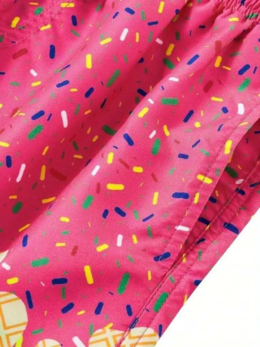 

Casual Oversized Ice Cream Print Shorts With Pockets For Adults