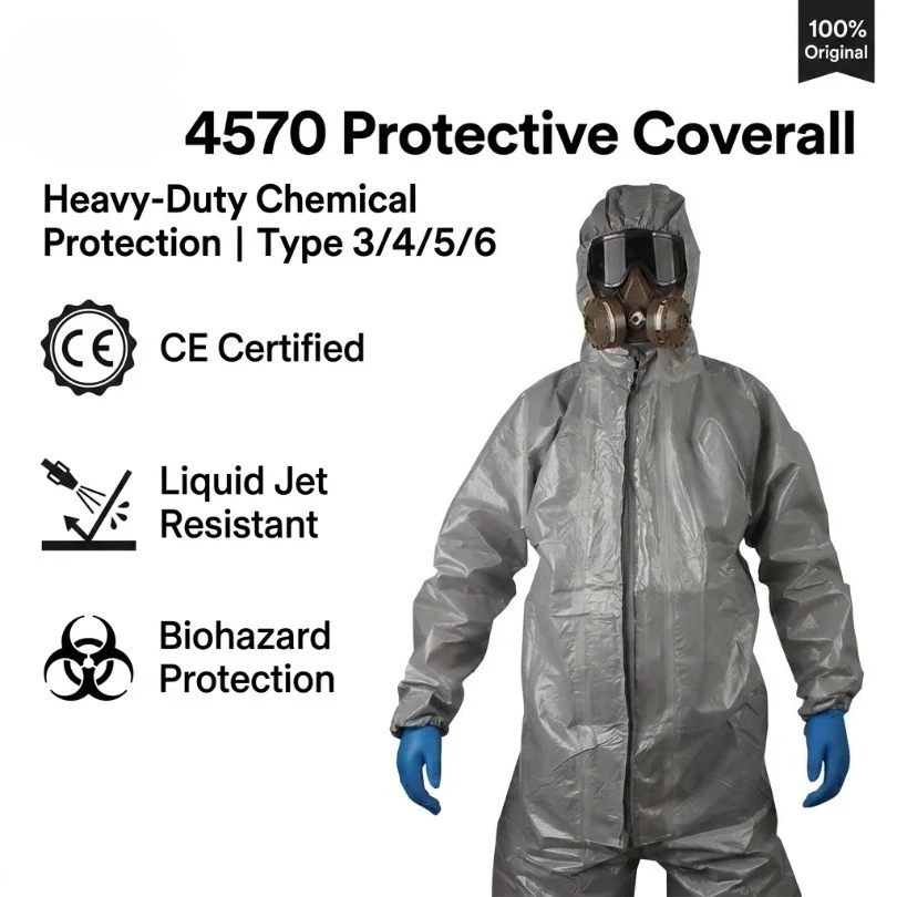 4570 Protective Coverall Cleanroom Suit Anti-static Anti Chemical Splash Isolate Radioactive Particles and Fine Particulates