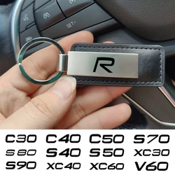 New leather metal car key chain keychain car key ring for Volvo R DESIGN C30 S60 XC60 S90 XC90 V60 S40 V40 V60 V90 car styling