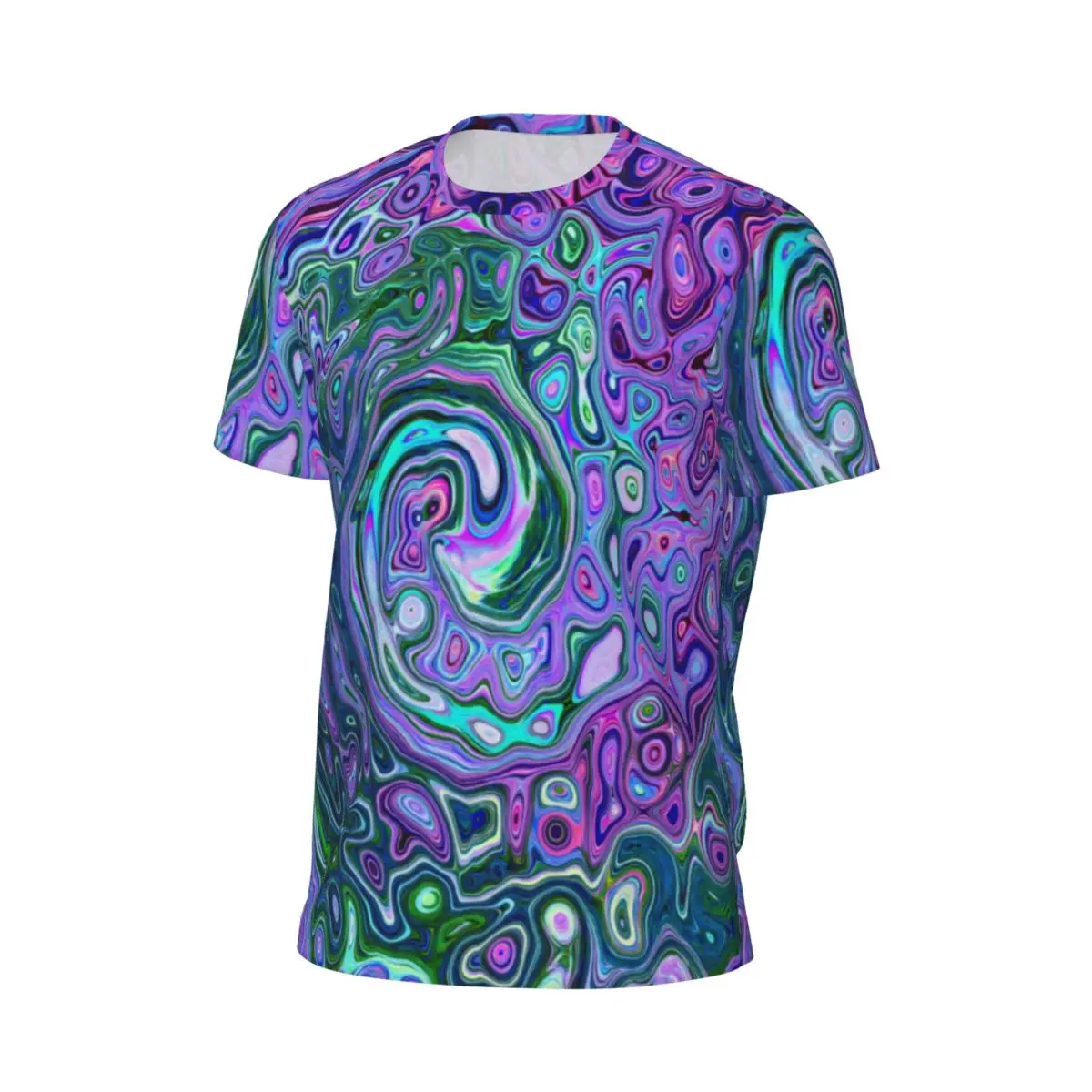 Green Purple Liquid T Shirt Abstract Retro Swirl Hippie Sports T-Shirts Short Sleeve Fast Dry Tshirt Summer Y2K Big Size Clothes