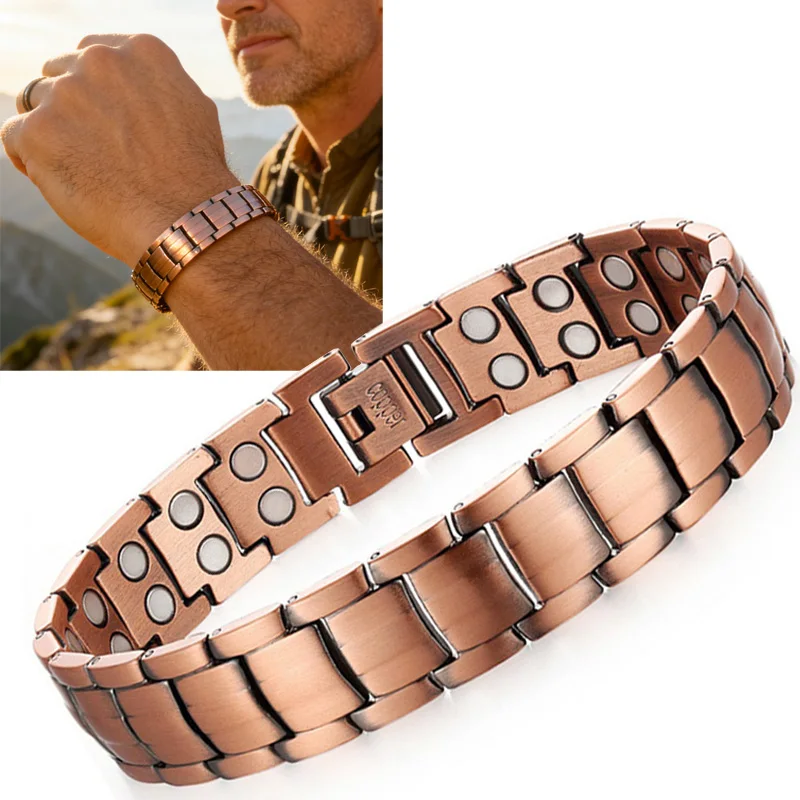 

High Quality Pure Copper Magnetic Bracelet for Men - Ultra Strength 3000 Gauss Adjustable Healing Bracelets Wholesale
