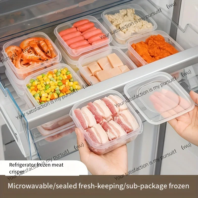 Quick Frozen Meat and Vegetable Storage Container Fresh-keeping Meal Preparation Refrigerator Storage Box Stackable Storage Tool
