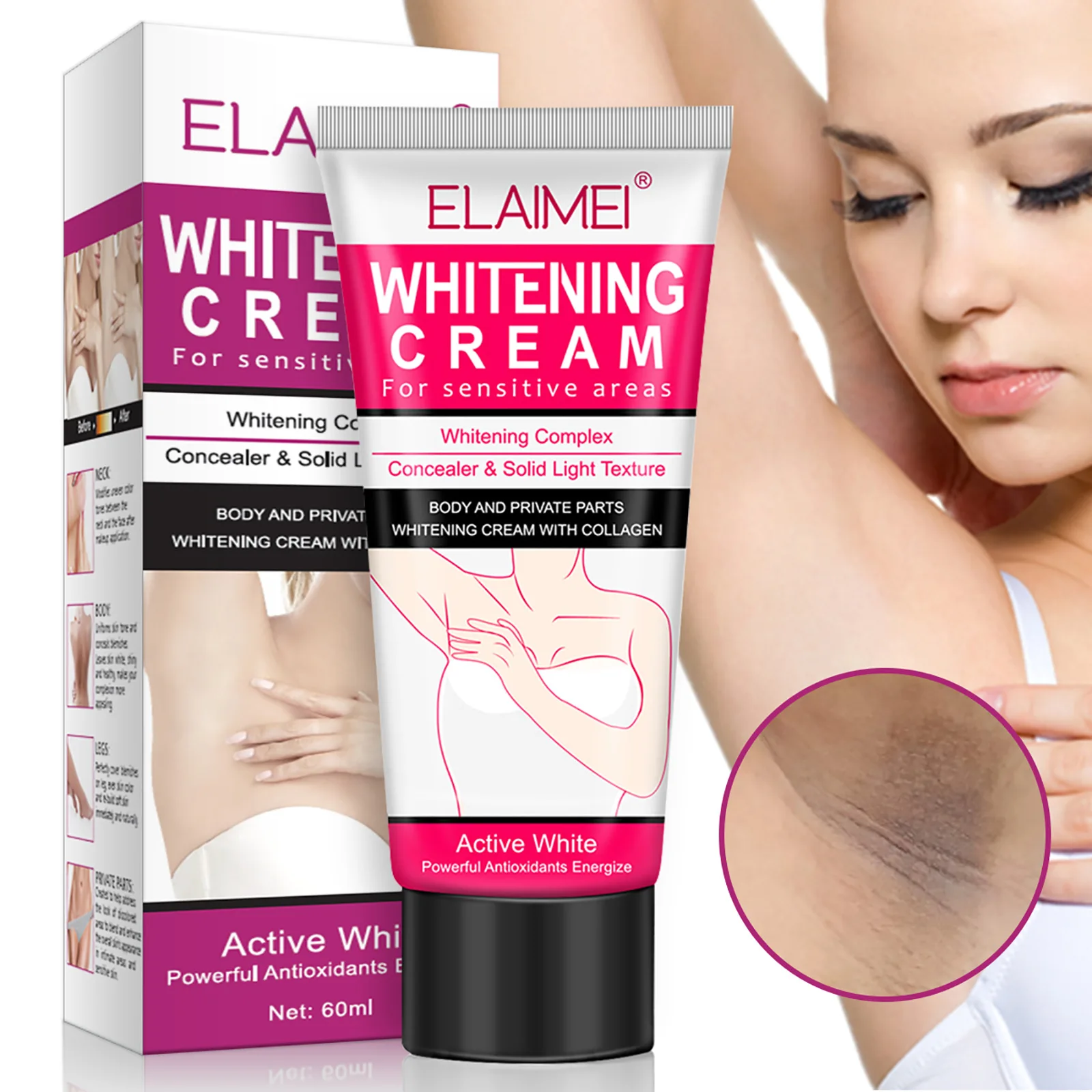 ELAIMEI crema blanqueadora cara cuerpo cremas aclarantes axilas crema blanqueadora piernas rodillas partes privadas cuerpo naturaleza blanco