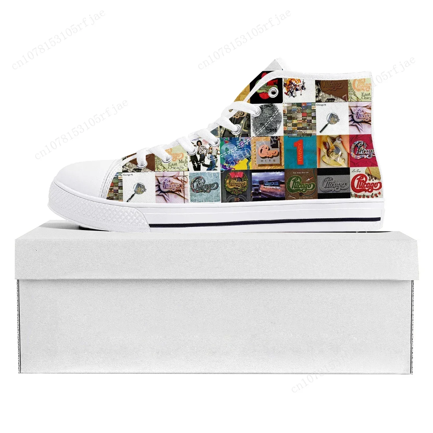 

Chicago Band Rock Band High Top High Quality Sneakers Mens Womens Teenager Canvas Sneaker Casual Couple Shoes Custom Shoe White