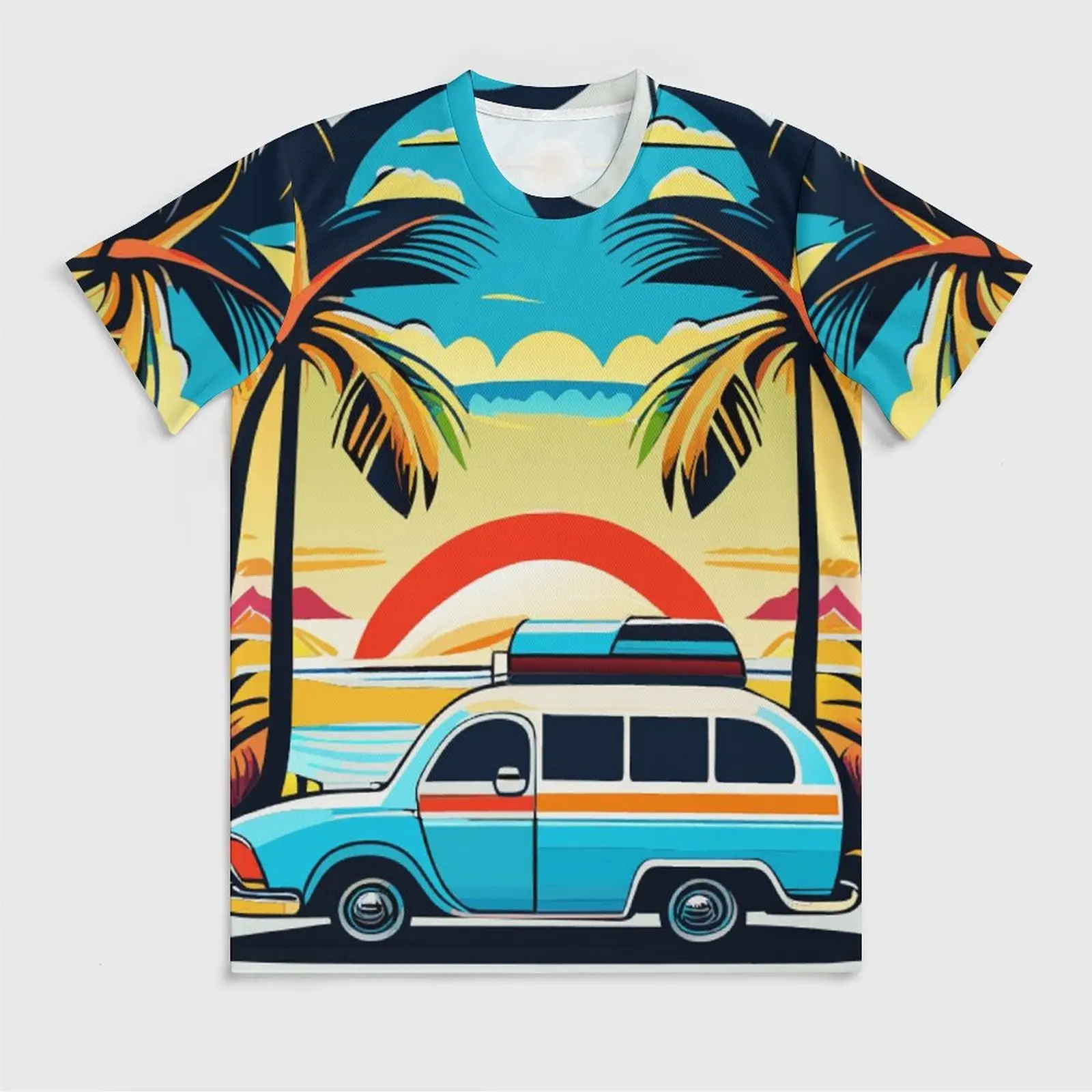 Palms Tree T-Shirt Ocean Summer Vacation Surf Hip Hop T-Shirts Short Sleeves Tshirt Dropshipping Classic Plus Size Top Tees