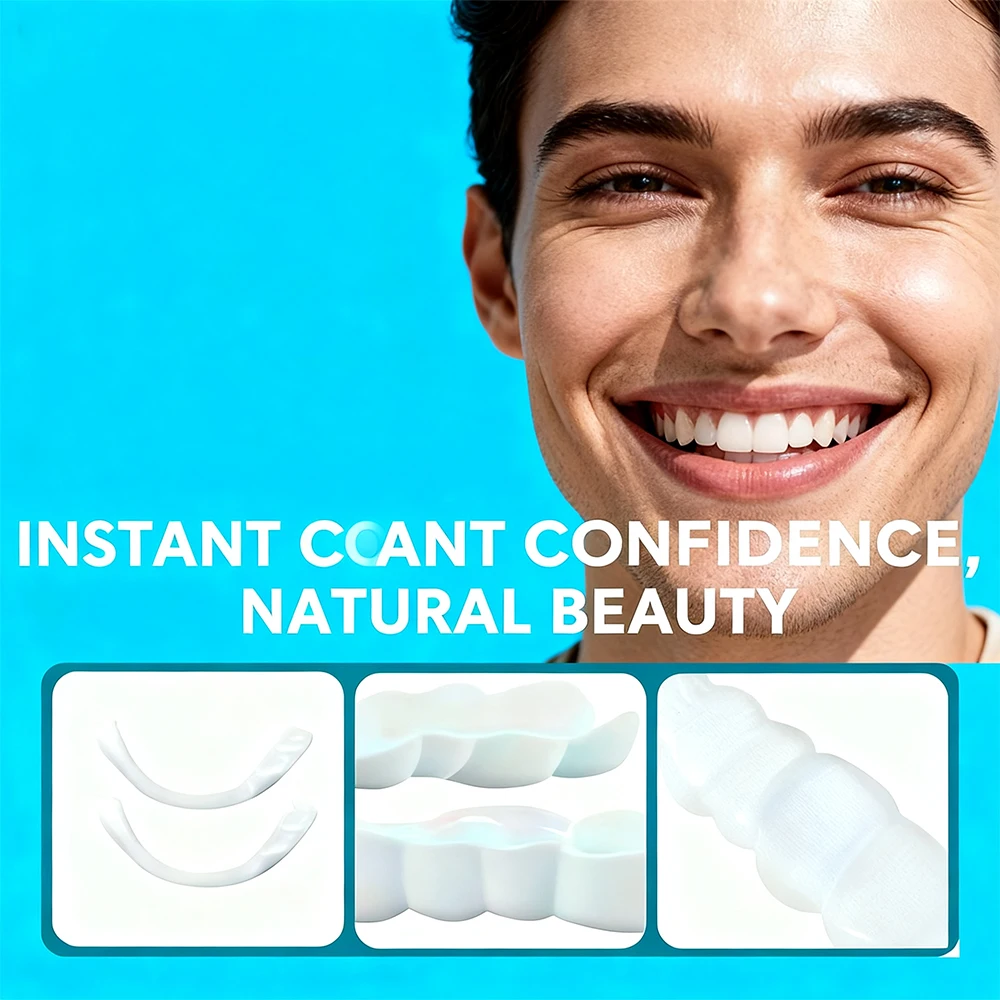 

newNo Glue Snap On Teeth Veneers Instant Bright White Temporary Tooth Covers Daily Life Social Beauty Kit ck848