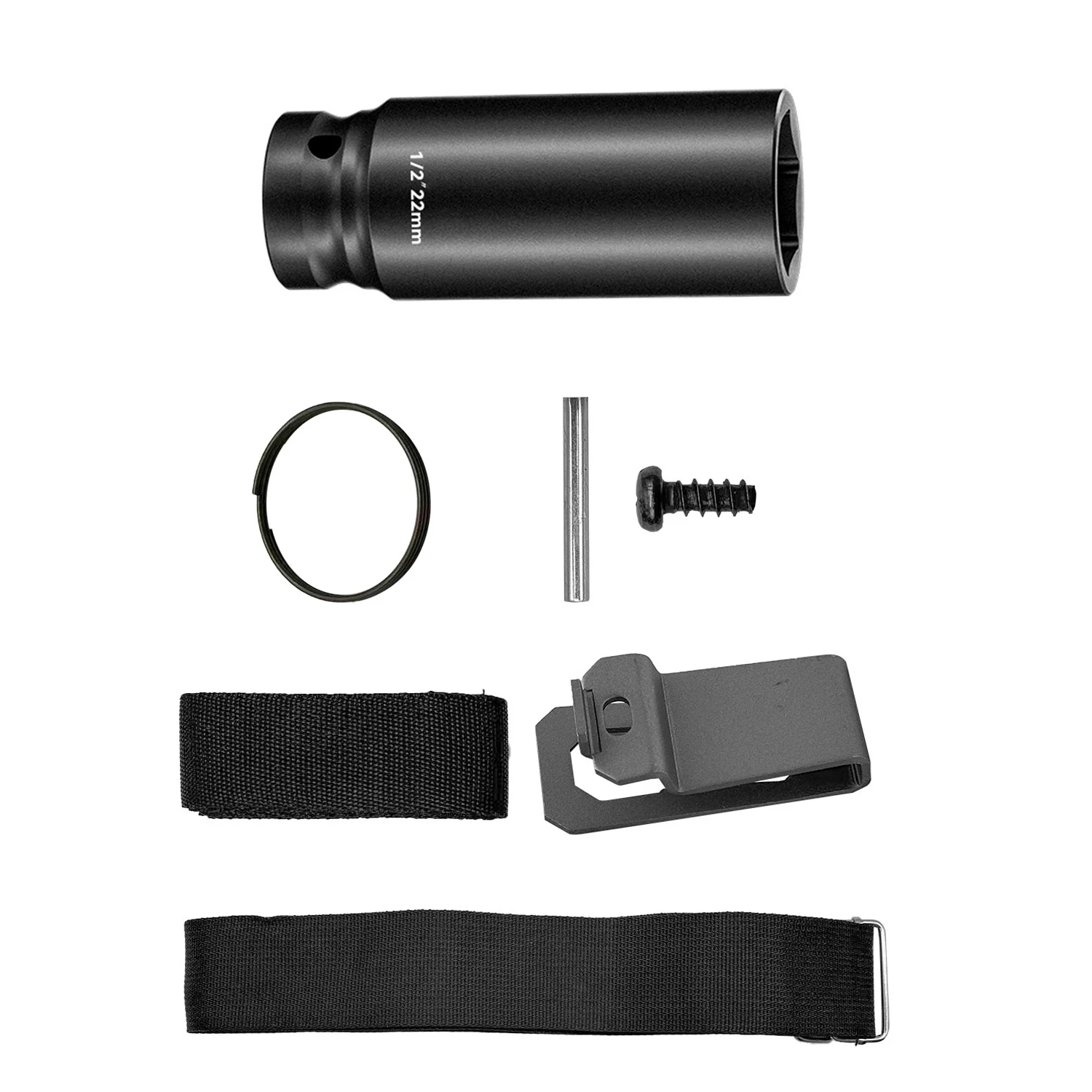 6PCS 1/2inch Electric Wrench Driver Set 22mm HEX Sockets Adapter Hooks Straps Metal And Plastic Mechanical Tasks Tool Parts