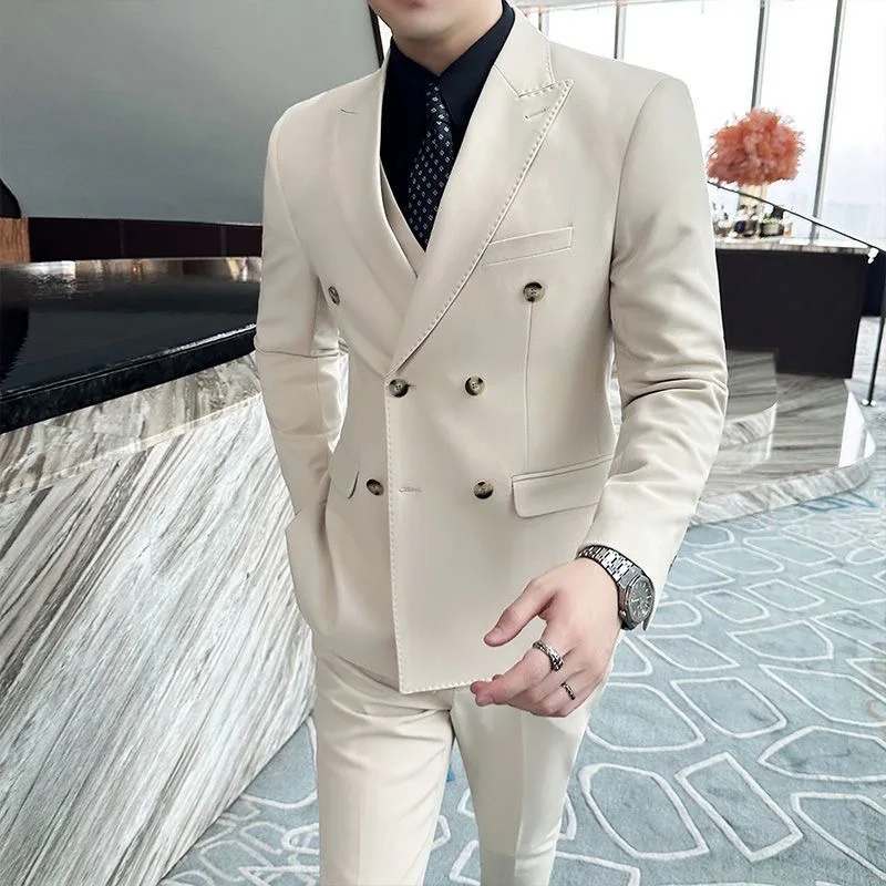 158 Men's suits casual Korean style youth suits fashionable groom wedding dress double-breasted suits