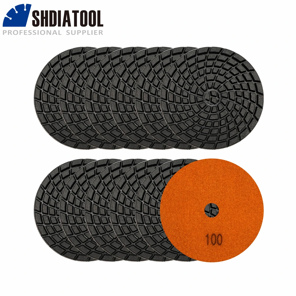 

SHDIATOOL 9Pcs Diamond Concrete Polishing Pads Dia100mm Resin Bond Floor Renew Sanding Discs Set 4inch Polisher Abrasive Tool