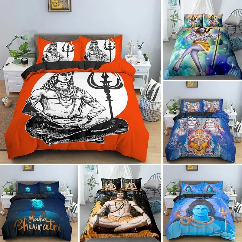 

Indian Lord Shiva Duvet Cover Buddha Bedding Set Single Double King Queen Size With Pillowcase Bedclothes Drop Shipping