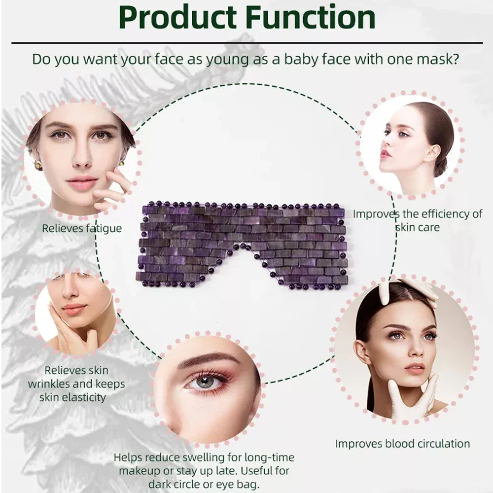 Jade Eye Mask Rose Quartz Facial Cooling Mask for Eye Massage Relax Wrinkles Relieve Migraine Meditation Beauty Spa Sleep Mask