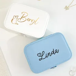 Personalised Travel Jewelry box Custom Name Portable Jewelry Case Leather Jewelry Travel Case Best Friend Gifts Christmas Gifts